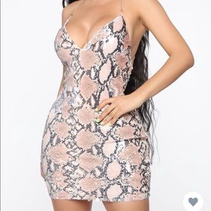 Fashion Nova “Glistening Snake Sequin Mini Dress”